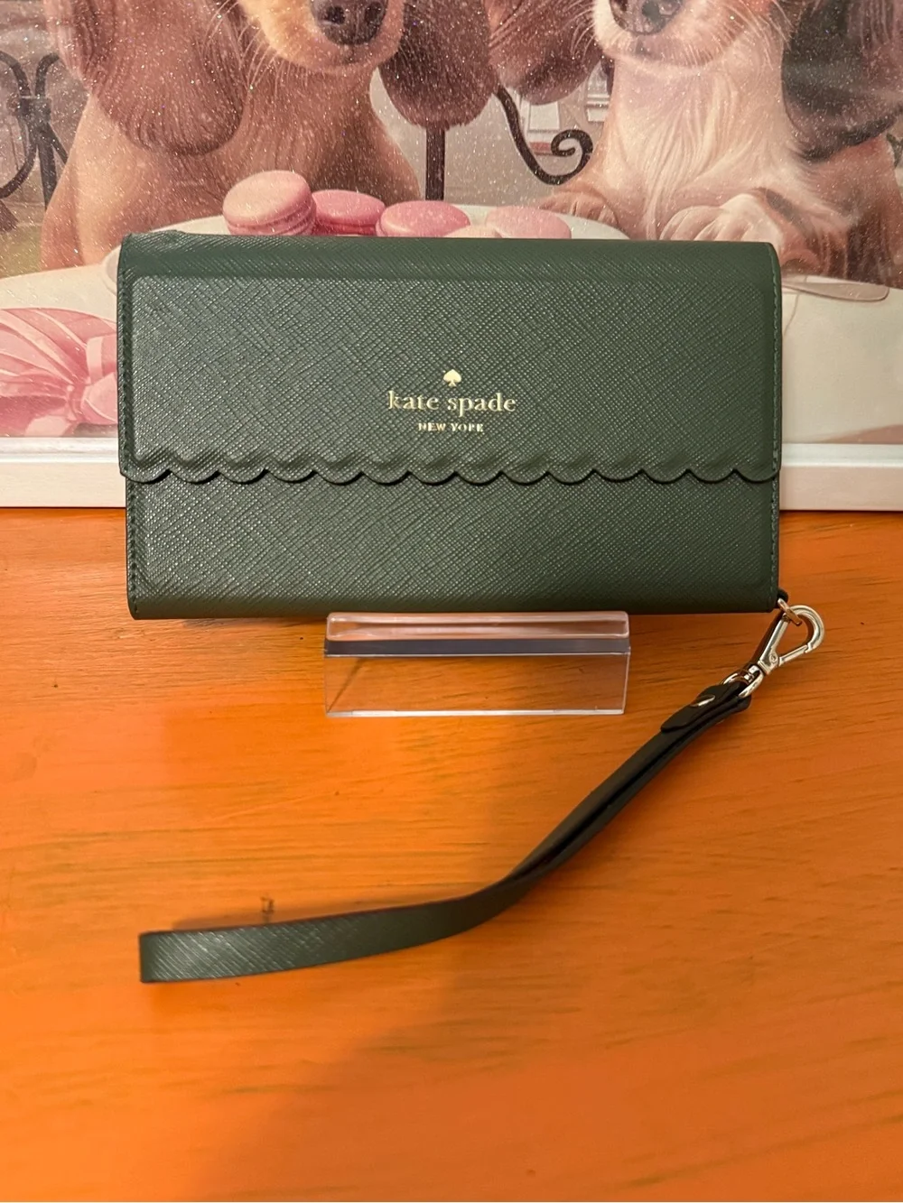 Kate Spade Evergreen Scalloped IPhone X Holder/Wristlet VGUC